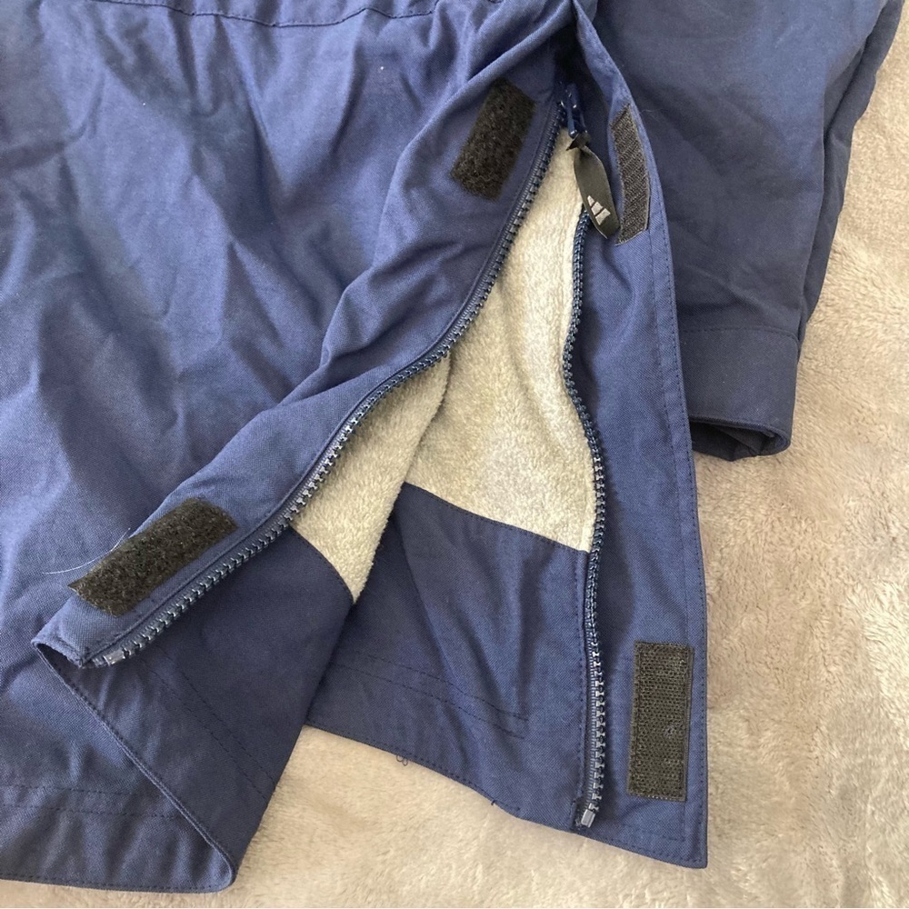 Vintage 90s Adidas Windbreaker Anorak Jacket XL Navy Blue Big Stripe Pullover - Picture 6 of 15